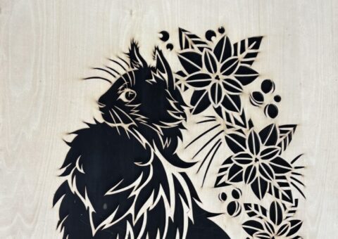 ギャラリー喫茶なごみ様　スタッフルーム扉　レーザー彫刻